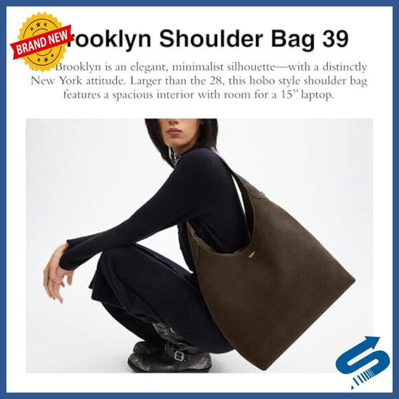 Luxury Leather Shoulder Bag Fits 15" Laptop Hobo Style - Picture 3 of 7